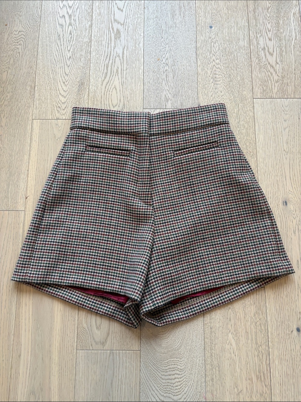 Sandro High-Waist Houndstooth Shorts Size 38